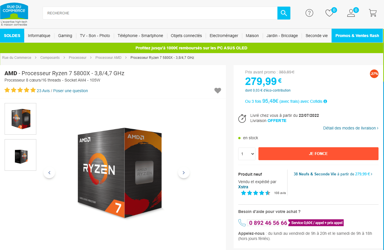 Ryzen 7 5800X Rue du Commerce