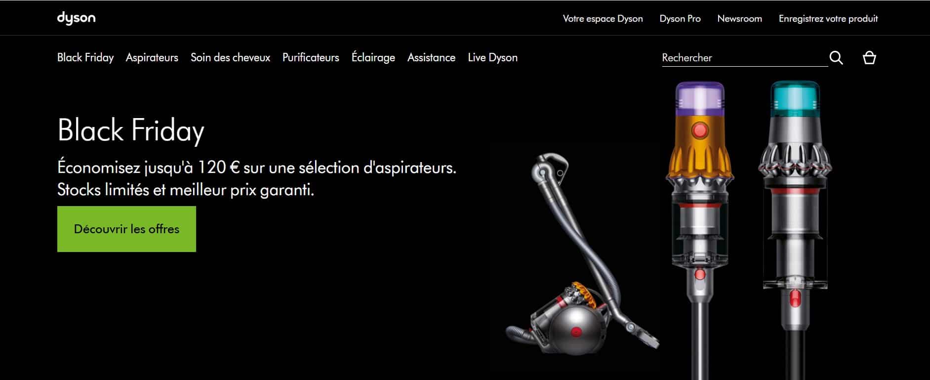 Black Friday Dyson 100€ sur les deux aspirateurs V15 et V12 Detect