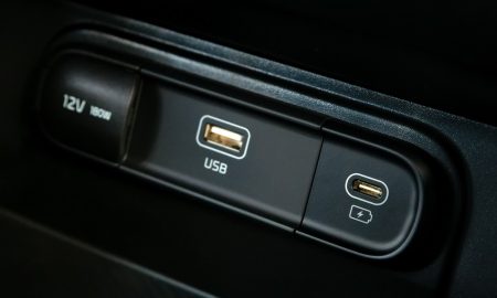 Car interior aux and usb charging cable connection