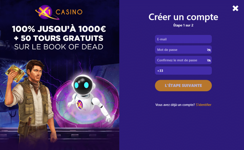 X1 casino inscription