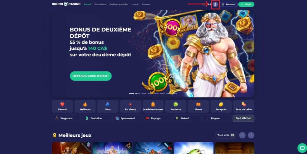 bruno casino retrait
